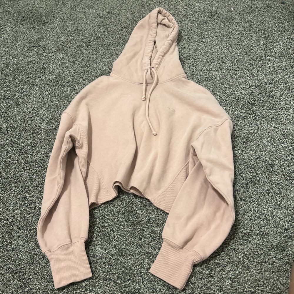 Pink cropped Hollister Hoodie